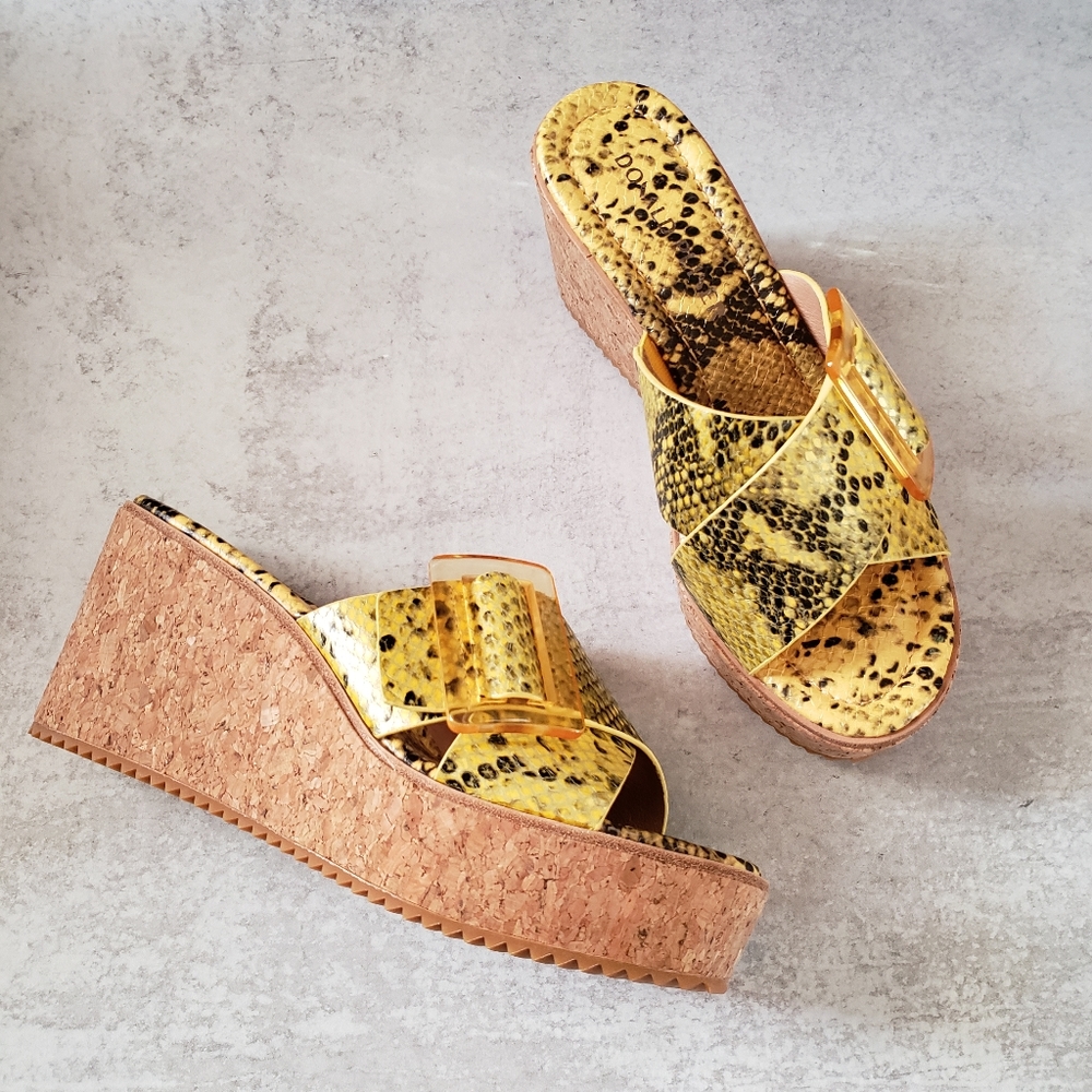 Donald Pliner Python Leather Wedge Platform Cork … - image 1